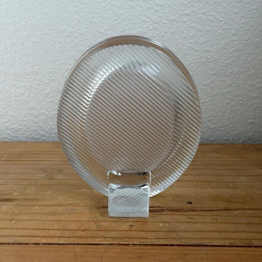 Vintage Mikasa Crystal Glass Picture Frame, 80s‎ Postmodern Ribbed Wave Design